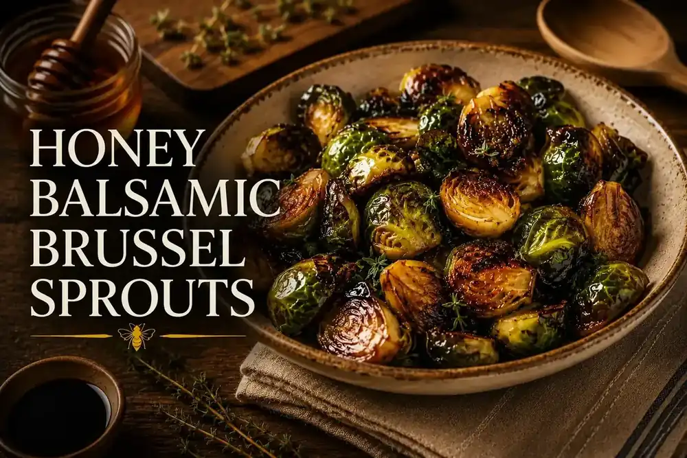 Honey balsamic roasted Brussel sprouts with fresh thyme