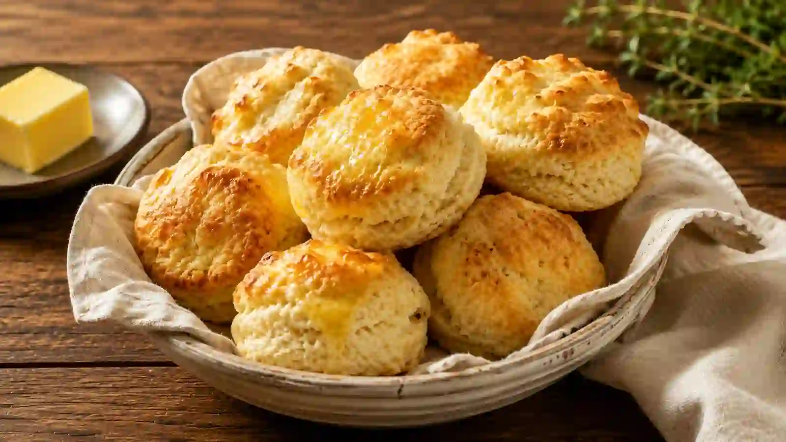 Freshly baked honey butter biscuits with a golden glaze