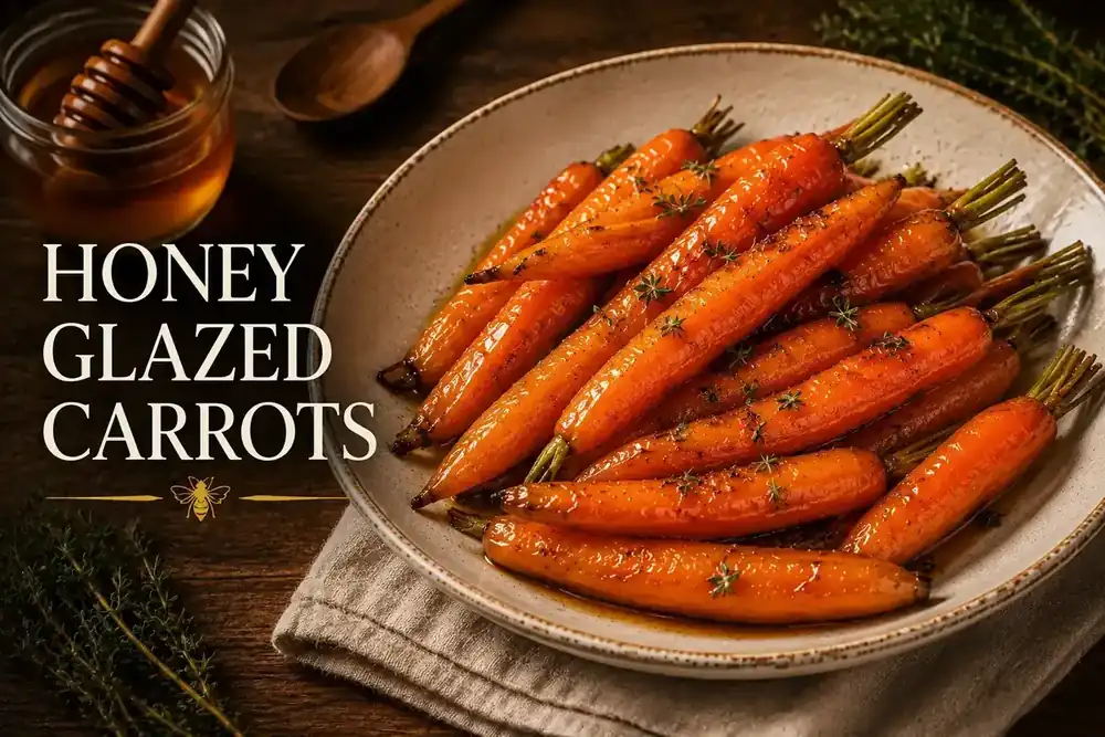 Honey glazed roasted carrots with fresh thyme