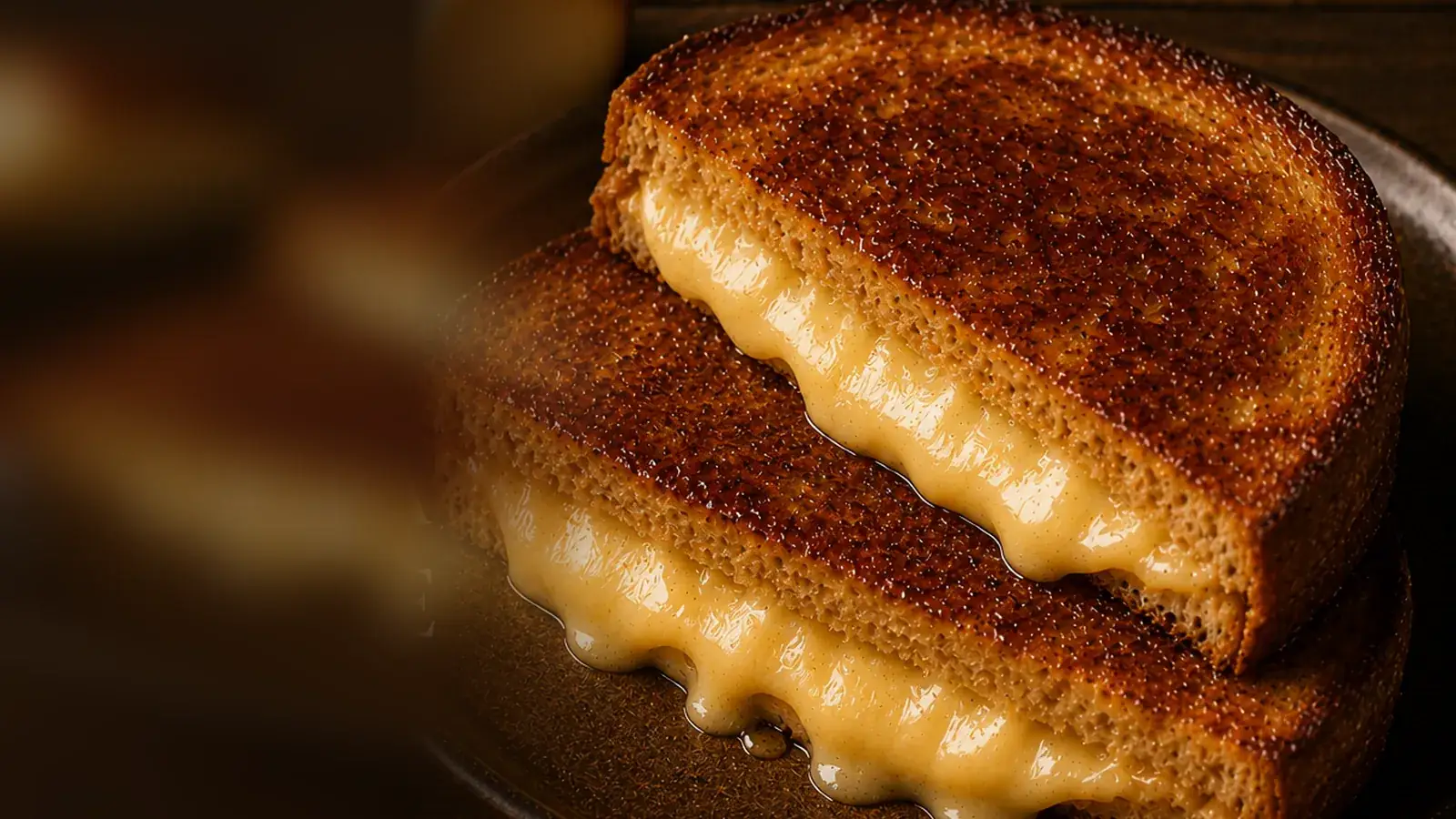 Honey smoked Gouda grilled cheese with a golden caramelized crust